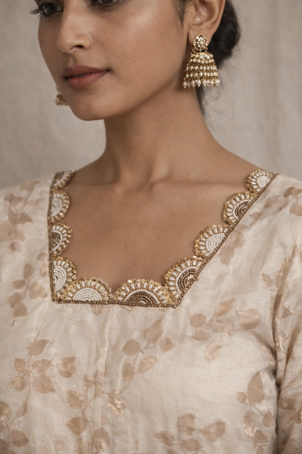 Ivory Tissue Brocade Kurta Set