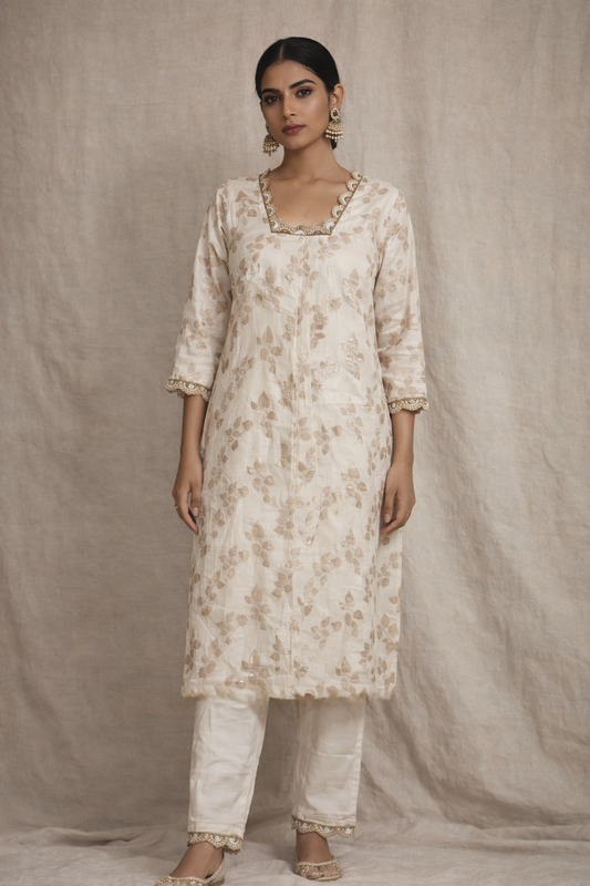 Ivory Tissue Brocade Kurta Set